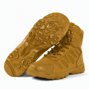 Bottes tactiques de sécurité légères en cuir noir pour hommes, randonnée en plein air et service de garde, OEM ODM personnalisé, ISO CE - Product Image 6