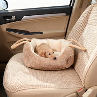 Petopia Premium Luxus Komfortables Hunde-Plüschbett Rechteckiges Donut-Auto-Haustierbett mit Abnehmbarem Bezug Leinen Einfarbiger Cord