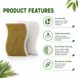 Spugna da Cucina Naturale Biodegradabile Spugna Abrasiva Popolare Eco-Friendly in Cellulosa e Cocco Compostabile - Product Image 3