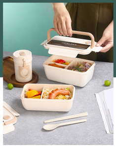 Hot Bán Nhựa Xách Tay Hộp Ăn Trưa Tái Sử Dụng Trẻ Em Của Trường Kín Container Thực Phẩm Hộp Ăn Trưa Với Bộ Đồ Ăn - Product Image 5