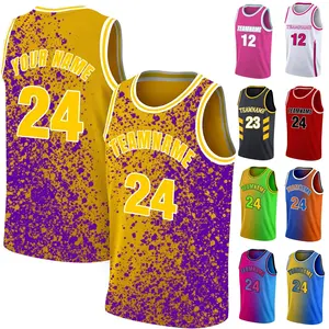 Individuelles Sportbekleidung individualisierte Basketballuniformen Jersey individuelles Logo schwarz einfarbig Gold Basketballtrikot