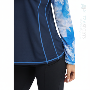 Camisa Rash Guard hecha a mano para mujer, con protección UV tela ligera de secado rápido, decoración recortada para actividades en la playa - Product Image 1