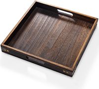Plateau de service en bois avec poignées, plateau décoratif en bois pour salon, plateau de table basse moderne, grands plateaux de service carrés