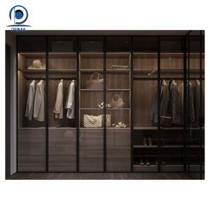 Porte <span class=keywords><strong>en</strong></span> verre avec cadre <span class=keywords><strong>en</strong></span> aluminium sur mesure, fabriquée <span class=keywords><strong>en</strong></span> Chine, moderne et haut de gamme, pour dressing intégré <span class=keywords><strong>en</strong></span> métal pour villa - Product Image 4