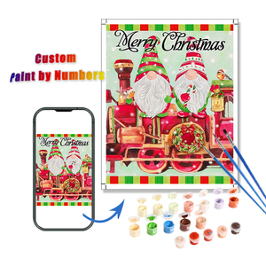 Giáng sinh bức tranh bằng số Kit màu vải phát sáng trong sơn dầu tối bởi số người lớn Gnome bức tranh bằng số tùy chỉnh lớn - Product Image 1