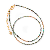 Collier Aonaya bohème en acier inoxydable avec petites pierres précieuses naturelles facettées