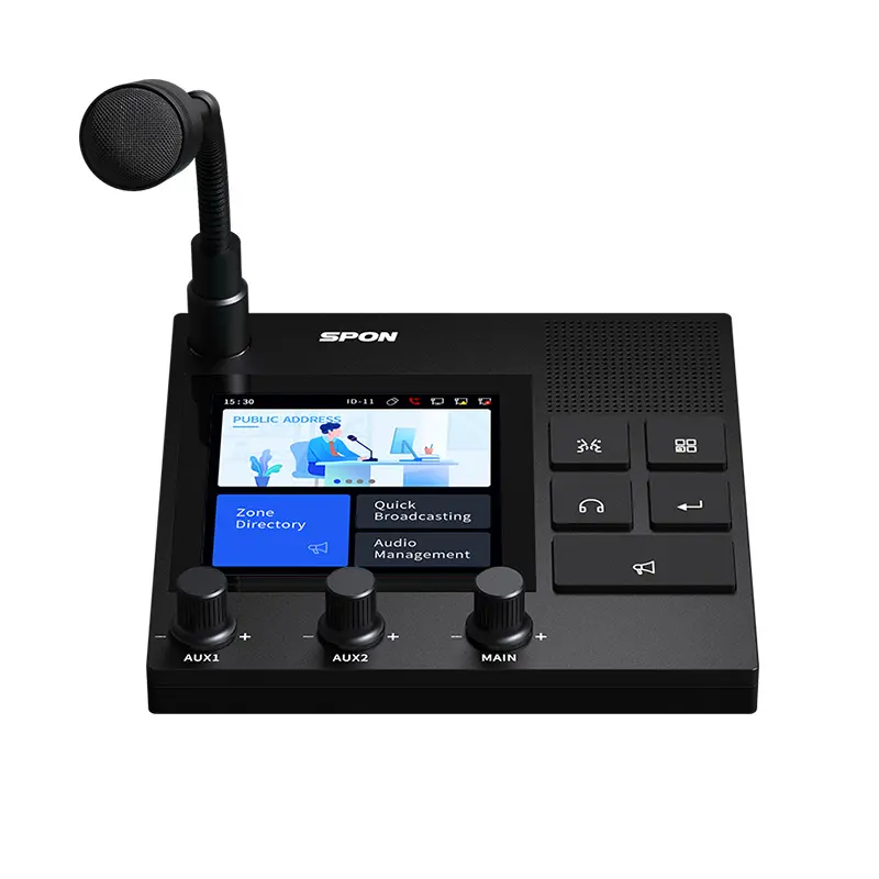 SPON IP сетевая Настольная аудио-домофонная пейджинсирующая станция для системы громкой связи и голосовой сигнализации