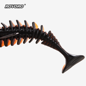 ROVORO Tackle Leurre en plastique multicolore à queue en T, type ver, spirale de maggot à filetage inversé, pour la pêche au bar OEM - Product Image 4