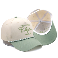 Op maat gemaakte geborduurde touw trucker pet, tweekleurig, 5 panelen, bruids- en bruidegom baseballcap, geborduurde snapback pet als bruiloftfavoriet