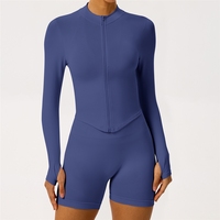 Veste de yoga ajustée à col montant et fermeture éclair, haut de sport pour activités de plein air, vêtement moulant à séchage rapide pour femme