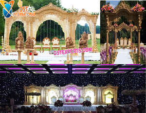 Impresionante Mandap de Madera Artesanal para Bodas, Mandap de Madera Hindú Glamuroso para Bodas en Estados Unidos, Mandap de Madera Tallada para Bodas Indias, Nueva York - Product Image 3