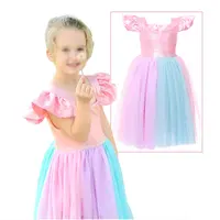 Kleine Mädchen Regenbogen Pailletten Kleid Boutique Baby Mädchen gedruckt Tutu Kleid Kleinkinder Prinzessin Ballkleid 1-6 t Kleider Kurzarm