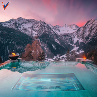 Panneau de piscine en acrylique personnalisé Leyu, 93% de transparence élevée, panneau de piscine sans joint, durée de vie de 20 ans, densité de 1,2 g/cm³