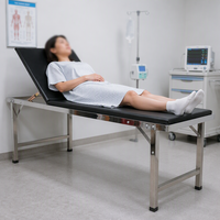 Table de massage en acier inoxydable, table de traitement chiropratique, table d'examen médical, lit de clinique avec dossier réglable