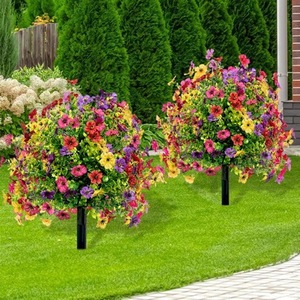 Bouquet de fleurs artificielles Good Time, couleurs mélangées, décoration extérieure, fleurs en soie, piquet de plante, décoration de jardin - Product Image 2