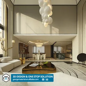 Estilo conciso contemporáneo Renderizado 3D Villa Planificación del espacio Construcción Dibujo Arquitectura Diseño de interiores Plan de piso