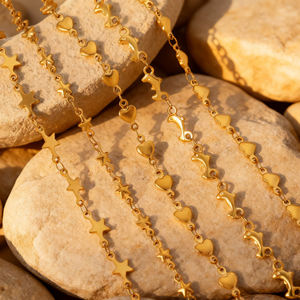 Cadena de Acero Inoxidable para Mujer, Resistente al Deslustre y al Agua, para Fabricación de Joyería, Estilo DIY, Múltiples Estilos, Chapado en Oro PVD, <span class=keywords><strong>Collar</strong></span> de Cadena de Estrellas - Product Image 3