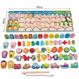 Tablero de Actividades de Madera Montessori, Juguete para Niños Pequeños, Rompecabezas de Combinación de Números y Formas, Tablero Magnético de Pesca Logarítmica para el Aprendizaje Temprano - Product Image 2