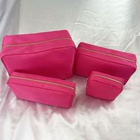 2025 gros personnalisé tissu lettre patchs Nylon fermeture éclair voyage toilette cosmétiques sacs Nylon maquillage pochette