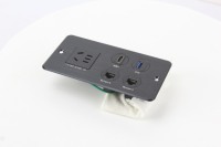 Prise de courant de bureau 1 prise chinoise 2 ports USB réseau et données Noir