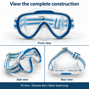 Masque de plongée pour jeunes, lunettes de plongée junior avec joint en silicone confortable, sangle de tête réglable pour la plage - Product Image 5