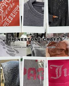 Ensemble survêtement streetwear <span class=keywords><strong>pour</strong></span> homme, personnalisé, lourd, délavé à l'acide, avec des patchs, des strass, double fermeture éclair, coupe ample, pantalon de survêtement et sweat-shirt - Product Image 2