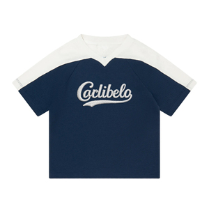 Nuova <span class=keywords><strong>T</strong></span>-<span class=keywords><strong>shirt</strong></span> Personalizzata a Maniche Corte con Design Color Block, Ricamata, Taglio Squadrato, Raglan, in Tessuto Pesante - Product Image 1