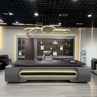 Bureau de direction inspiré des supercars, commande vocale LED, plateau en HDF E0 de 6 cm, USB Type-C US/EU, mobilier de bureau sur mesure en gros pour usine