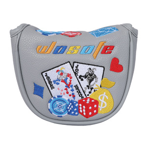 Wosofe <b>Golf</b> Putter Head Cover PU 3D Embroidery Poker Design Durable Sport Accessory - Product Image 5