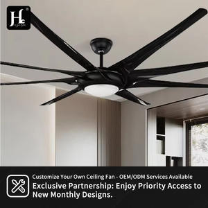 Ventilateur de plafond de style industriel de grande taille de 100 pouces avec lumière LED, 8 pales en ABS, moteur CC, design moderne, télécommande, corps de lampe en métal - Product Image 5