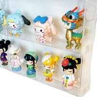 Étagère de rangement et de présentation pour figurines Pop Mart et petits ornements, style Blind Box, mignonne, mini, sans perçage, en plastique, 3 niveaux