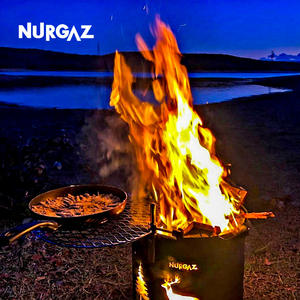 Baril de camping Nurgaz pour feu de camp, gril, poêle à bois, grille de cuisson, poêle de chauffage au bois, grand baril à feu noir - Product Image 1