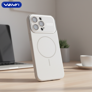Coque de téléphone magnétique en silicone liquide VAWI S077 avec <span class=keywords><strong>film</strong></span> de protection d'objectif à grande fenêtre pour iPhone 11 12 13 14 15 16 17 Pro Max - Product Image 1