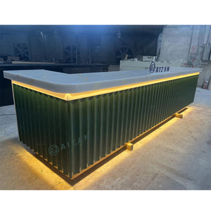 Đá cẩm thạch nhân tạo <span class=keywords><strong>Bar</strong></span> Countertop <span class=keywords><strong>Fancy</strong></span> màu xanh lá cây nhà hàng thủ quỹ truy cập bespoke quầy <span class=keywords><strong>bar</strong></span> thiết kế truy cập - Product Image 4