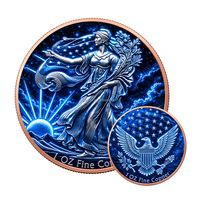 Pièce de monnaie commémorative en cuivre fin 999, 1 once, colorée, avec relief 3D, motif Liberté marchante, pièce de collection