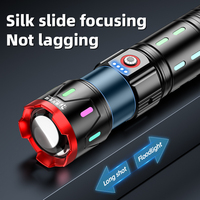 Lampe torche télescopique rechargeable avec zoom, charge Type-C, haute luminosité, pour situations d'urgence, autodéfense, camping en plein air