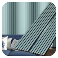 Panneau mural cannelé et acoustique en feutre PET, 3 côtés couverts, surface en PVC vert clair, panneaux acoustiques à lattes en bois MDF pour murs