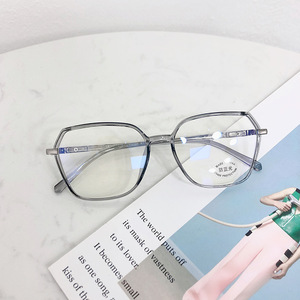 Monturas de anteojos Retro Tr90, montura grande, poligonal, antiluz azul, gafas planas para hombre, montura completa, gafas ópticas para Miopía - Product Image 6