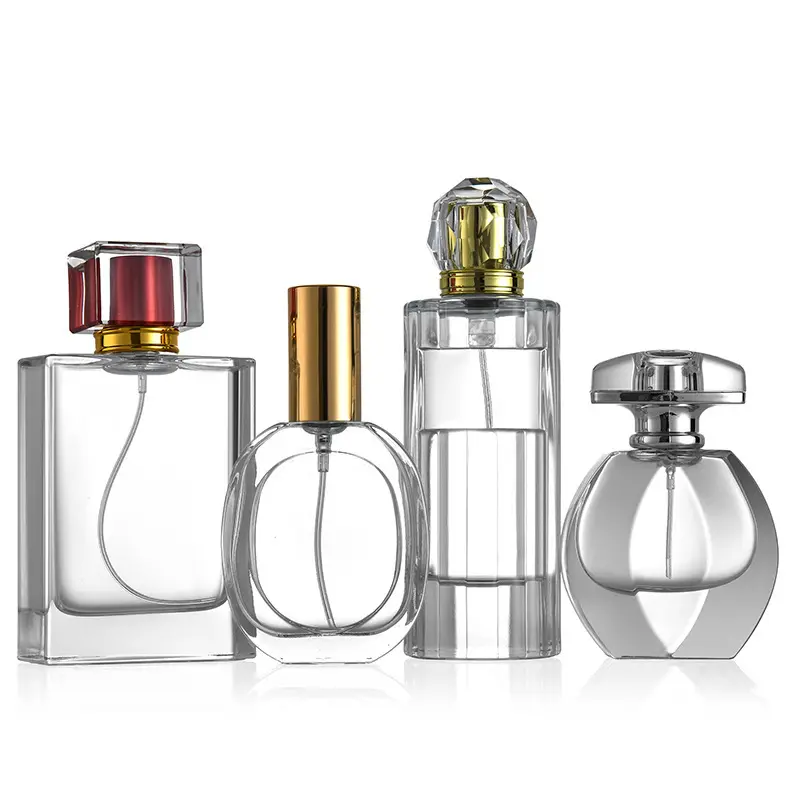 Bouteille en verre de parfum de noël 30 50 100ml nouveau design bouteille de parfum en verre câblage machine pulvérisation aluminium avec bouchon odm oem