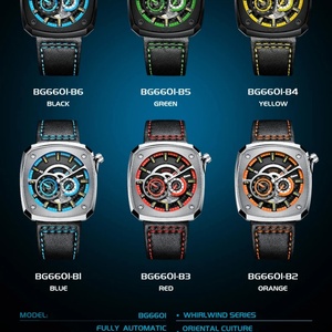 Montre automatique pour homme allemande BG6601-B, luxe, squelette, étanche, cadran carré, cadeau pour petit ami - Product Image 6