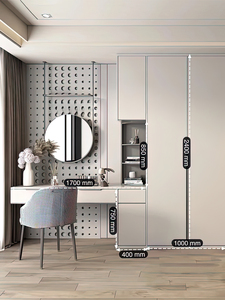 Set Armadio e Toeletta in Legno Massello Bianco di Lusso Moderno Personalizzato per Appartamenti e Camere d'Ospedale con Spazio di Archiviazione Salvaspazio - Product Image 5