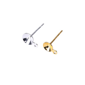 Earring <b>Posts</b> With Bowl Backs 925 Silver Plated Copper For Pearl Earrings Jewelry Findings Components <b>Round</b> Geometric Style - Product Image 4