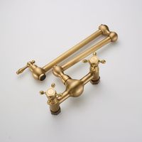 Robinet de cuisine mural pliable à double trou en bronze, chaud/froid, rotatif, pour évier, vente en gros d'usine