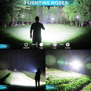 Lampe torche LED tactique de camping et d'extérieur super lumineuse 10000 lumens, 3 modes, étanche, rechargeable par USB, avec fonction de banque d'alimentation - Vente en gros - Product Image 2