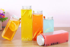 Wholesale 500ml for PET Square Cold Drink <b>Bottle</b> for Juice Tea Mineral <b>Water</b> with Aluminum Cap - Product Image 4