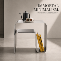 Table d'appoint minimaliste en acier inoxydable, table basse combinée irrégulière et ronde, table basse tendance pour les loisirs, styles variés