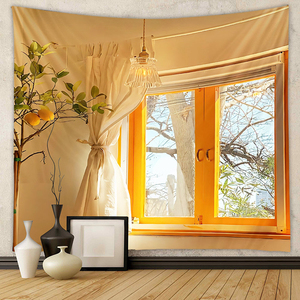 <span class=keywords><strong>Tapiz</strong></span> <span class=keywords><strong>mural</strong></span> con vista de ventana, <span class=keywords><strong>tapiz</strong></span> decorativo de pared con arte 3D de paisaje para dormitorio - Product Image 4