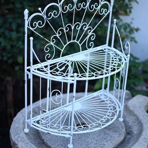 Portavasi <span class=keywords><strong>da</strong></span> Esterno in Ferro Battuto a Due Livelli, Semicircolare, Bianco, Stile Francese Minimalista, per <span class=keywords><strong>Balcone</strong></span> e Giardino, per <span class=keywords><strong>Piante</strong></span> Grasse e Fiori - Product Image 4