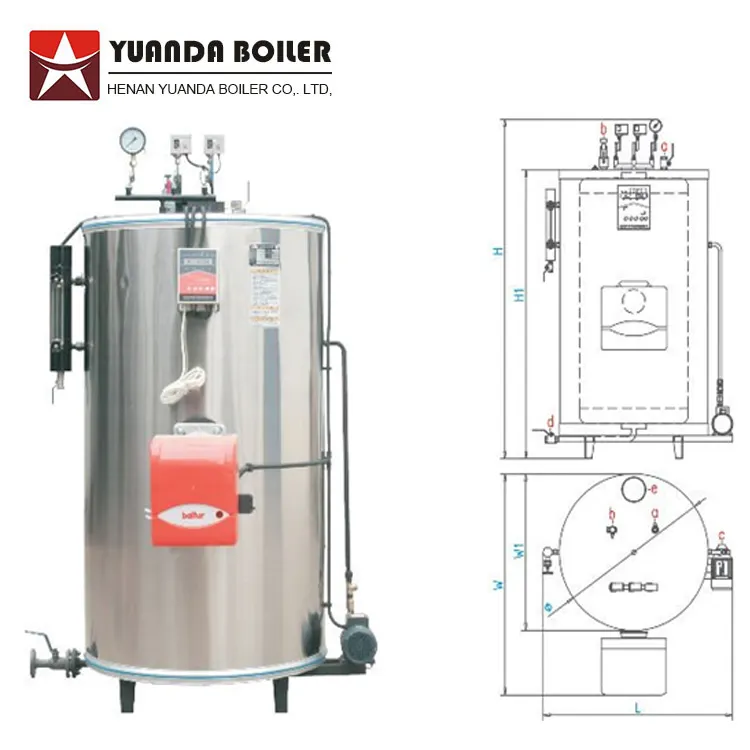 Automatische Verticale 200Kg 300Kg 400Kg 500Kg 600Kg 700Kg 750Kg Natuurlijke Gas Diesel Stoom boiler