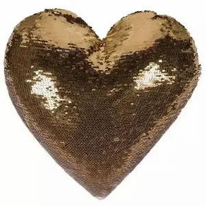 Ändern Flip Magic Weiß und <span class=keywords><strong>Gold</strong></span> Pailletten hochwertige Kissen bezug herzförmige Kissen - Product Image 2